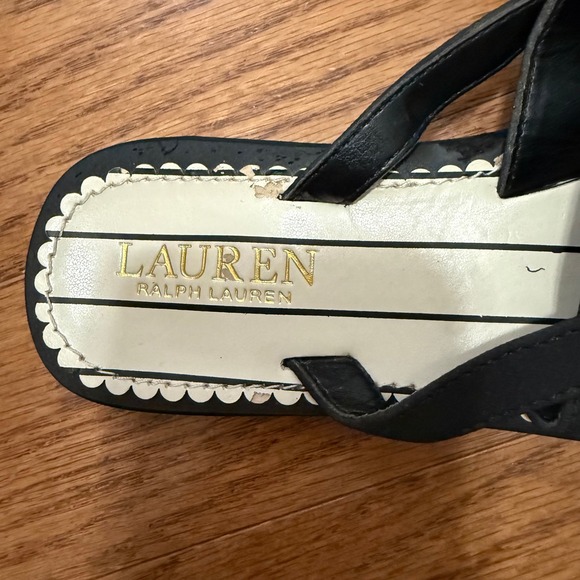 Lauren Ralph Lauren Rosalind Black Stripe Thong Sandals Size 6B - Picture 4 of 11